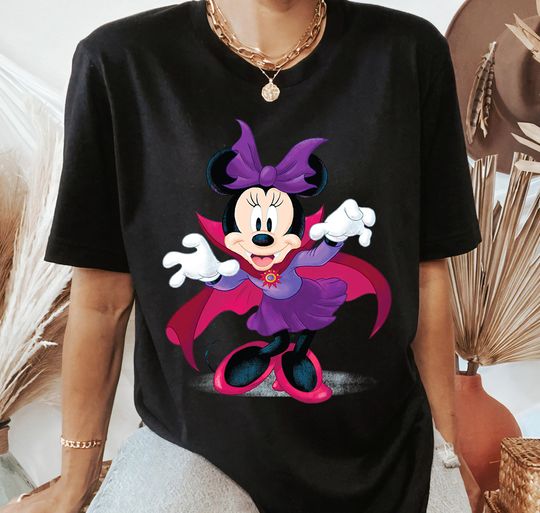 Disney Minnie Mouse Vampire Halloween T-Shirt, Cartoon T-Shirt, Cute T-Shirt, Gift For Family