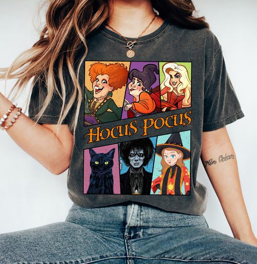 Disney Hocus Pocus Retro Binx Black Cat Billy Dani Sanderson Sisters Halloween T-Shirt, Cartoon T-Shirt, Cute T-Shirt, Gift For Family
