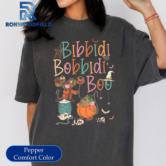 Vintage Bibbidi Bobbidi Boo Halloween Shirt, Jaq And Gus Halloween 2023 Shirt, Disney Cinde Halloween Shirt