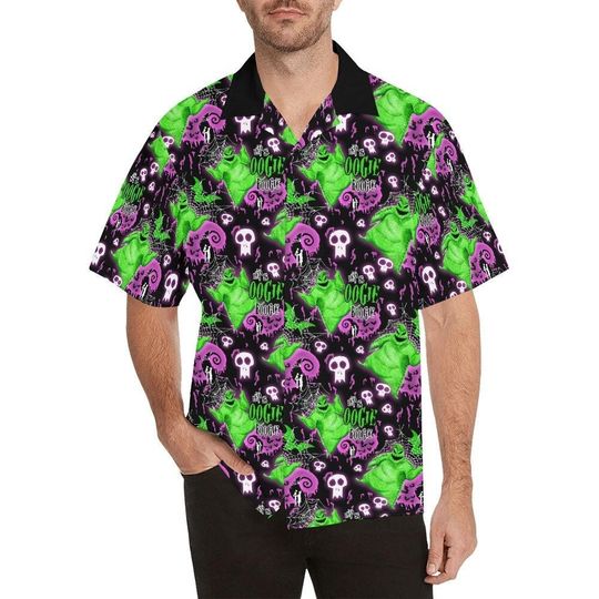 Oogie Boogie Black Mens Short Sleeve Button Up Shirt | goth disneybound disney world