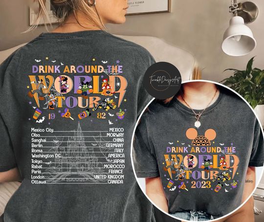 Vintage Disney Epcot World Tour Halloween Shirt, Mickey And Friends Halloween Tees