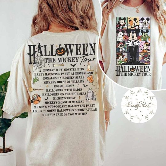 Vintage Disney Halloween The Mickey Tour Shirt, Retro Mickey Skeleton Concert Music Shirt