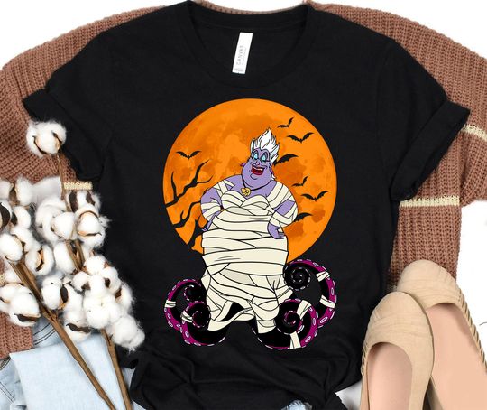 Disney Ursula Mummy Halloween T-Shirt, Cartoon T-Shirt, Cute T-Shirt, Gift For Family