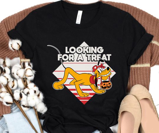 Disney Pluto Looking For A Treat Jack-O-Lantern Halloween T-Shirt, Cartoon T-Shirt, Cute T-Shirt, Gift For Family