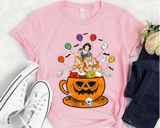 Disney Snow White And Seven Dwarfs Teacup Halloween T-Shirt, Cartoon T-Shirt, Cute T-Shirt, Gift For Family