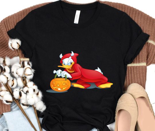 Disney Donald Duck Devil Halloween T-Shirt, Cartoon T-Shirt, Cute T-Shirt, Gift For Family