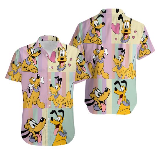 Disney Pluto Hawaiian Shirt, Disney Hawaiian Shirt
