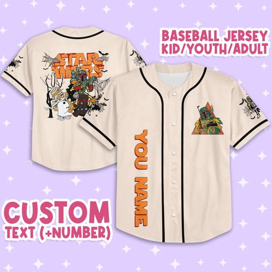 Personalized Halloween Star Wars Funny Skeleton Boba Fett, Custom Disney Jersey