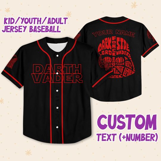 Personalize Star Wars Typo Darth Vader Red Style, Custom Disney Jersey
