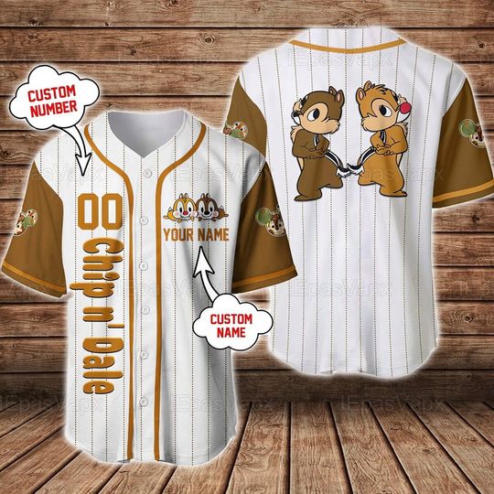 Personalized Chip And Dale Baseball Shirt, Disney Custom Chip And Dale Jersey Shirt