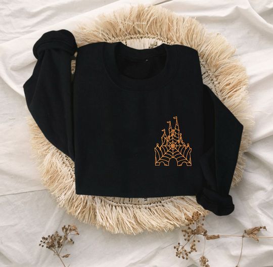 Embroidered Spiderweb Disney Castle Sweatshirt
