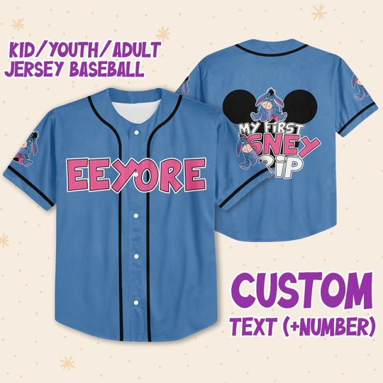 Personalize Winnie The Pooh My First Disney Trip Eeyore Baseball Jersey
