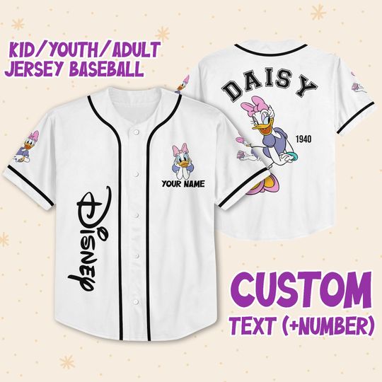 Personalize Disneyland Daisy Duck Vintage Disney Characters, Custom Disney Jersey