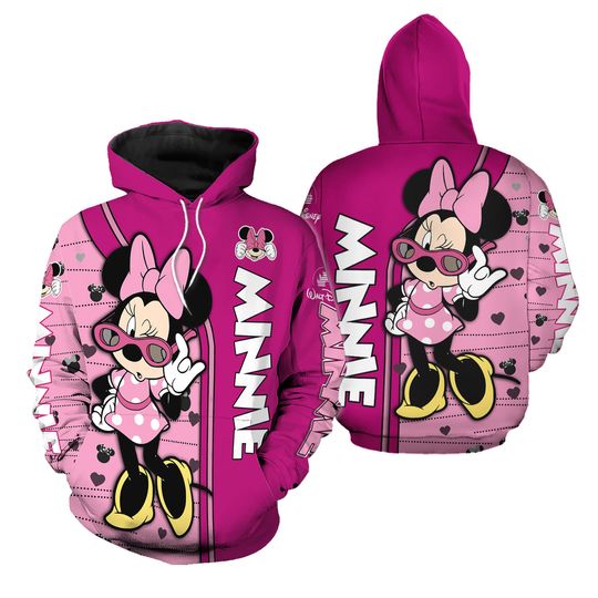 Disney Minnie Mouse 3D Hoodie, Costume Halloween Cosplay 3D Hoodie, Halloween Costume For Family Group Hoodie