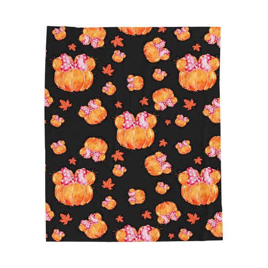 Fall Disney Blanket Mickey Mouse Ears Velveteen Plush Blanket Disney Halloween Home Disney Fall Decor Mickey