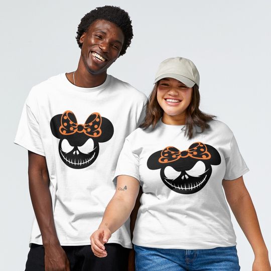 Minnie Mouse With Jack Skellington's Smile T-Shirt, Halloween T-Shirt, Disney T-Shirt, Spooky T-Shirt
