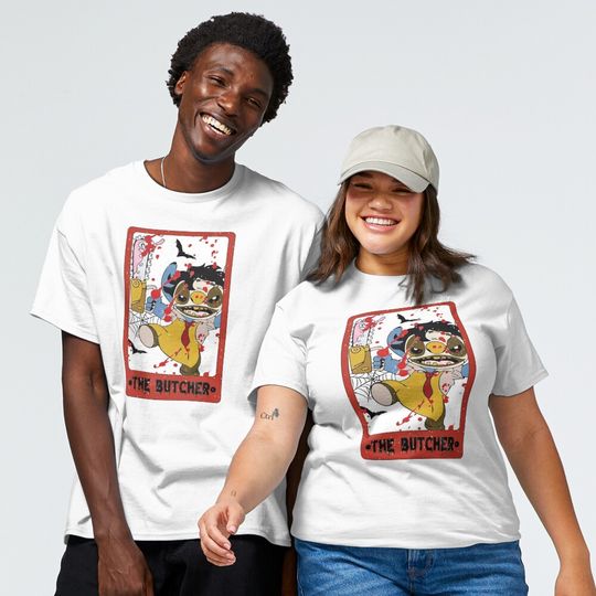 Stitch The Butcher Leatherface Tarot Card T-Shirt, Halloween T-Shirt, Disney T-Shirt, Spooky T-Shirt