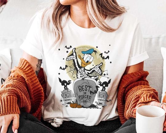 Donald Duck Skeleton T-Shirt, Halloween T-Shirt, Disney T-Shirt, Spooky T-Shirt