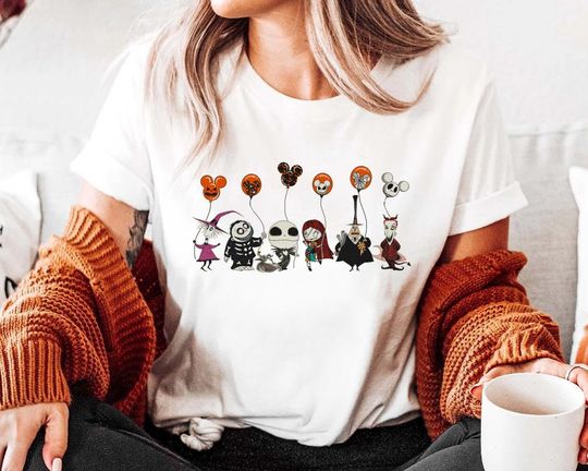 Lock, Shock, Barrel Jack Skeleton Nightmare Before Xmas With Mickey Balloon T-Shirt, Halloween T-Shirt, Disney T-Shirt, Spooky T-Shirt