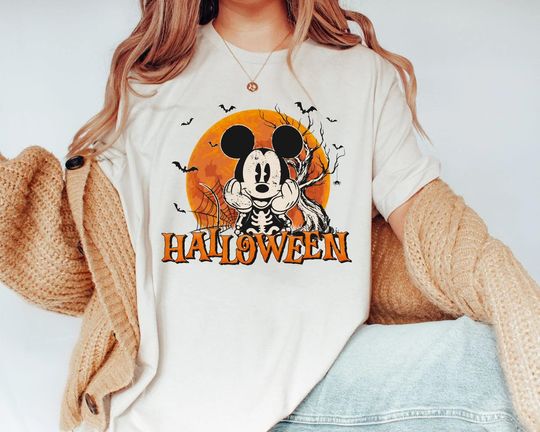 Mickey Skeleton Skellington Happy Halloween T-Shirt, Halloween T-Shirt, Disney T-Shirt, Spooky T-Shirt