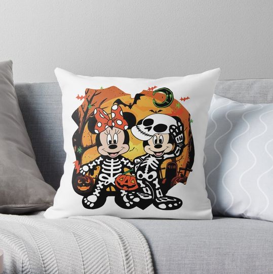Mickey 6 Disney Halloween Shirt, Halloween Matching Gift For Halloween Throw Pillow
