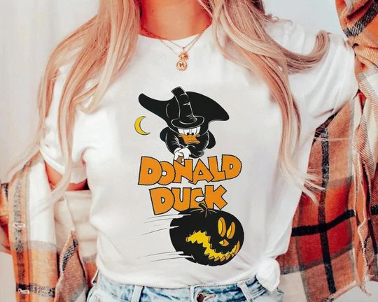 Donald Duck Witch Catch Pumpkin T-Shirt, Halloween T-Shirt, Disney T-Shirt, Spooky T-Shirt