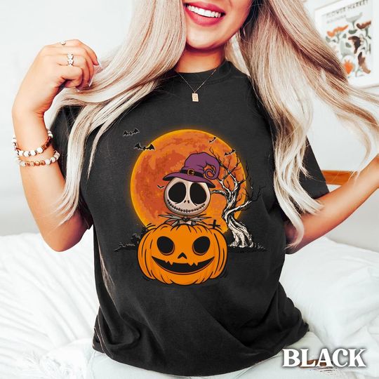 Jack Skellington With Pumpkin The Nightmare Before Christmas T-Shirt, Halloween T-Shirt, Disney T-Shirt, Spooky T-Shirt