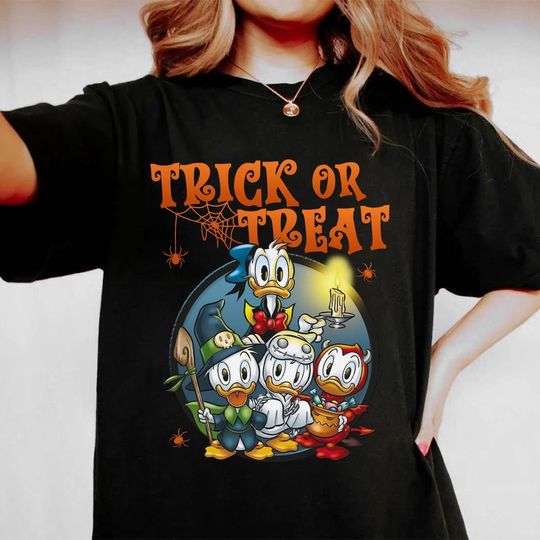 Trick Or Treat Donald Duck Huey Dewey and Louie T-Shirt, Halloween T-Shirt, Disney T-Shirt, Spooky T-Shirt