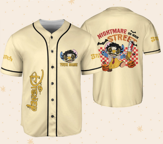 Personalized Disney Horror Stitch Vintage Leatherface Nightmare On Main Street Baseball Jersey