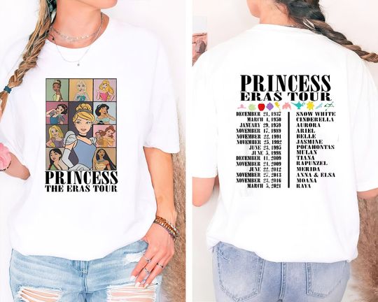 Princess Eras Tour 2023 Shirt, Disney Princess Royal Tour Tee Both Side