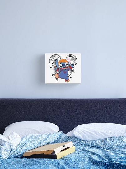 Funny Stitch Shirt,Disney Halloween Shirt, Retro Horror Halloween T Shirt, Horror Movie Character Shirt | Canvas Print