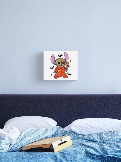 Funny Stitch Shirt,Disney Halloween Shirt, Retro Horror Halloween T Shirt, Horror Movie Character Shirt | Canvas Print