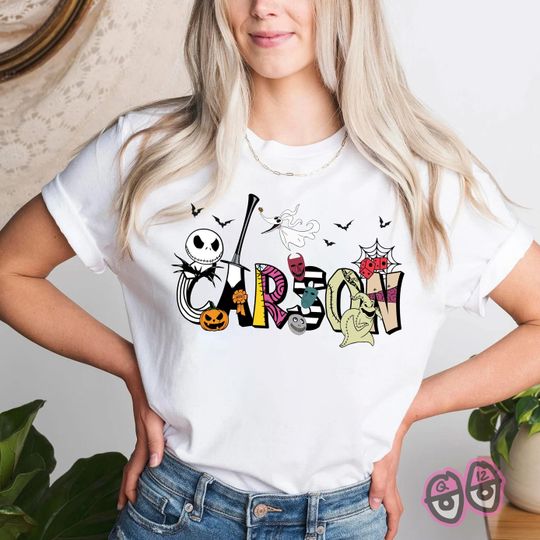 Customize Name Nightmare Before Christmas Shirt, Disney Halloween Shirt, Jack Skellington, Halloween Family Shirt