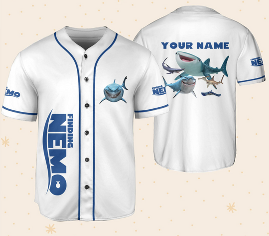Personalized Disney Finding Nemo Shark Characters Baseball Jersey