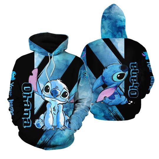 Personalized Stitch Ohana Hoodie, Cute Stitch Disney Hoodie
