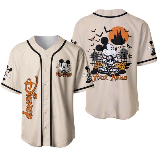 Personalized Halloween Disney Mickey Skeleton, Custom Disney Jersey