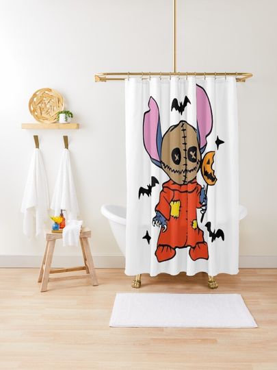 Funny Stitch Shirt,Disney Halloween Shirt, Retro Horror Halloween T Shirt, Horror Movie Character Shirt | Shower Curtain