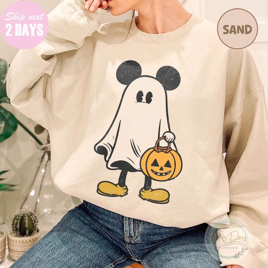 Retro Disney Mickey Ghost Halloween Sweatshirt, Disneyland Halloween Sweatshirt