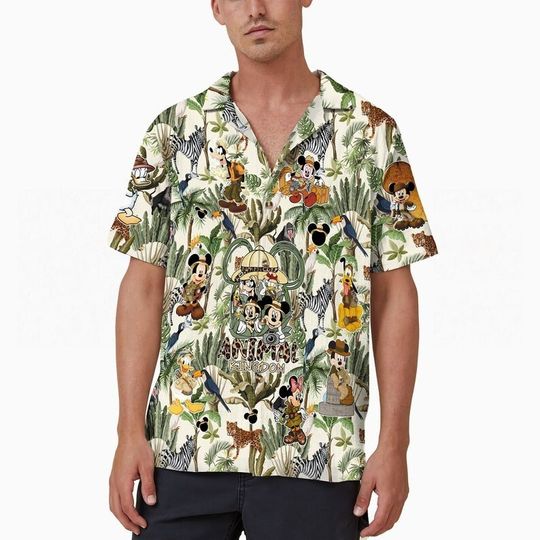Retro Disney Animal Kingdom Mickey and Friends Hawaiian Shirt, Vintage Safari Mode Hawaii Shirt, Hakuna Matata Button Up Shirt