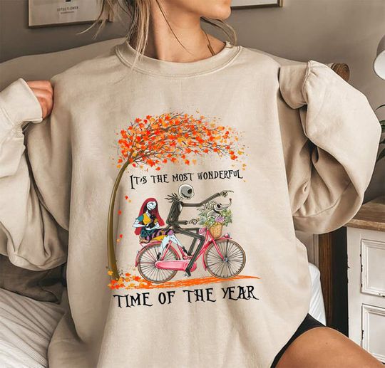 It's The Most Wonderful Time Of The Year Jack And Sally Autumn Lover Disney Halloween Sweatshirt