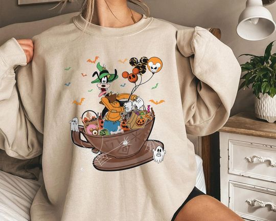 Goofy Spooky Season Mad Tea Party Tea Cups Disney Halloween Sweatshirt
