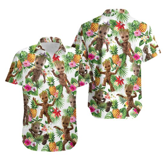 Groot Tropical Hawaiian Shirt, Baby Groot Hawaii Shirt, Groot Summer Beach Shirt