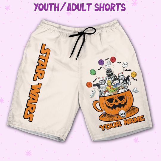 Personalized Halloween Star Wars Pumpkin Teacup, Custom Disney Shorts