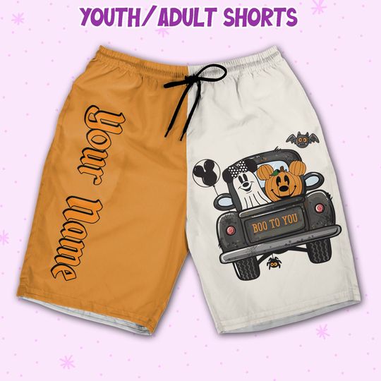 Personalized Halloween Disney Mickey Pumpkin Truck Boo To You Shorts