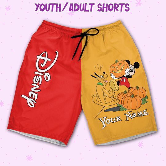Personalized Halloween Disney Pumpkin Mickey And Pluto Shorts