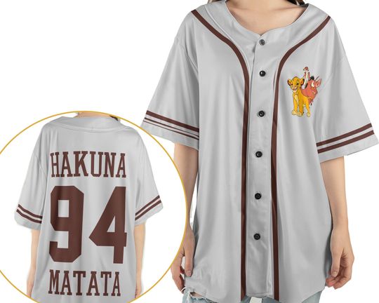 Simba Timon Pumba Hakuna Matata 2 Sided Baseball Jersey Shirt, The Lion King Disney