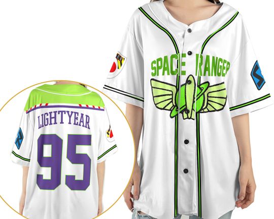 Toy Story Buzz Lightyear Space Ranger 2 Sided Baseball Jersey Shirt, Disney Sport