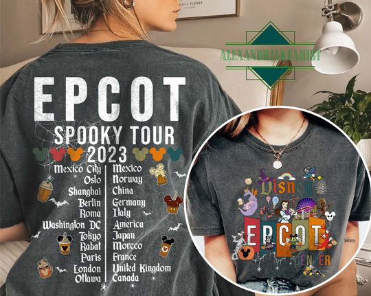 Vintage Retro Epcot Halloween Spooky Tour 2023 Shirt, Disney Epcot World Tour Shirt