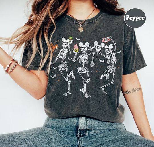Disney Halloween Dancing Skeleton Mickey Ears Shirt, Disneyland Shirt