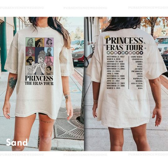 Princess Eras Tour  Shirt, Disney Princess Tour Tee, Disney Princess Characters Shirt, Disney Girl Trip Shirt